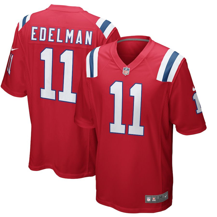 Men New England Patriots #11 Julian Edelman Nike Red Alternate Game NFL Jersey->new england patriots->NFL Jersey